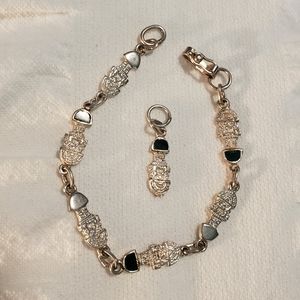 Peruvian Silver Tumi Pendant and Bracelet Set